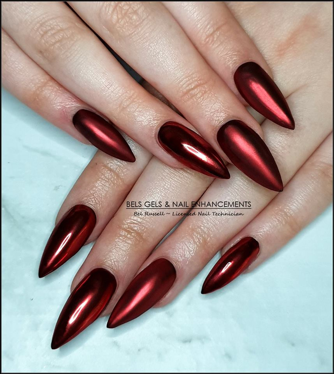 Beautiful Red Nails With Chrome Powder | Quick & Elegant Manicure | Chrome  Powder Design - YouTube