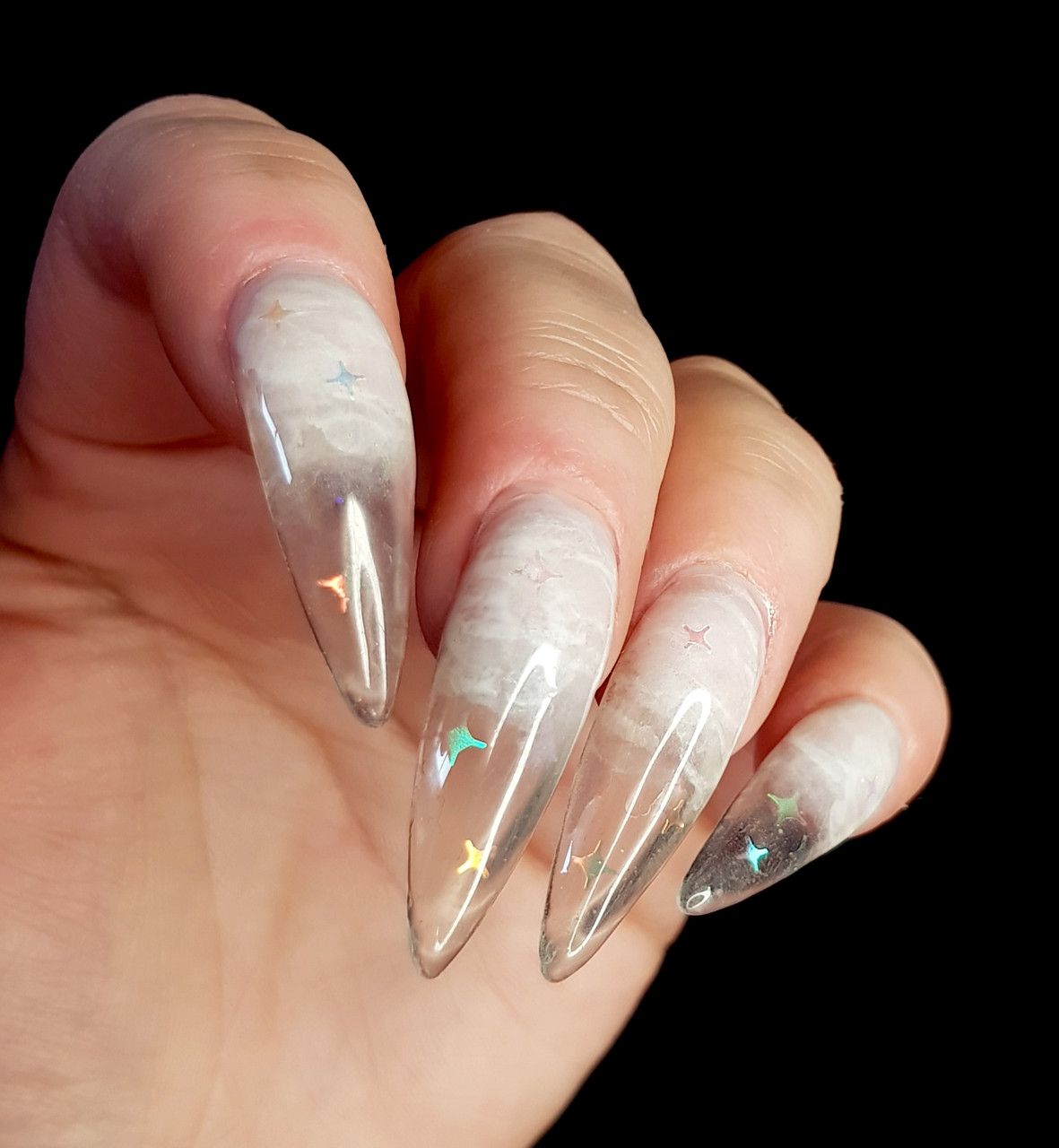 clear glitter acrylic nails