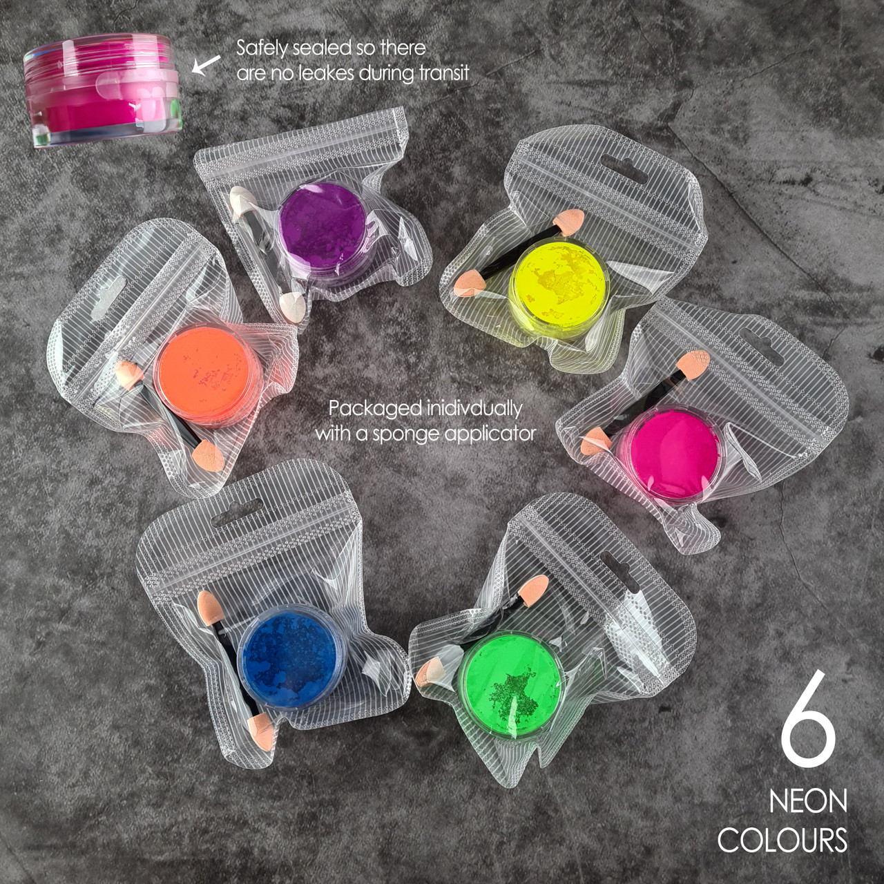 5PCS X Nail Artistry Neon Pigment Powder Kit