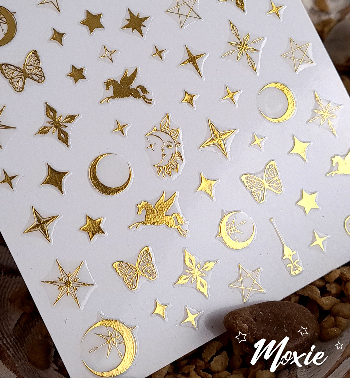 Moxie Ultra Thin Flexible Nail Art Stickers - Gold Astrology (Stars ...