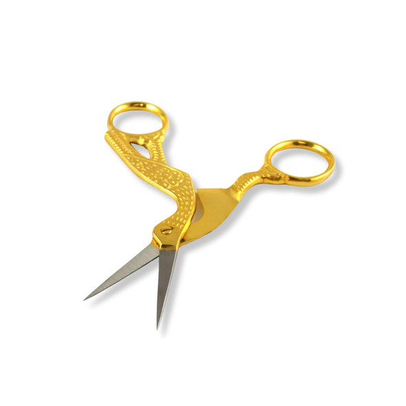 TNS Gold Stork Scissors. Straight silk nail scissors.