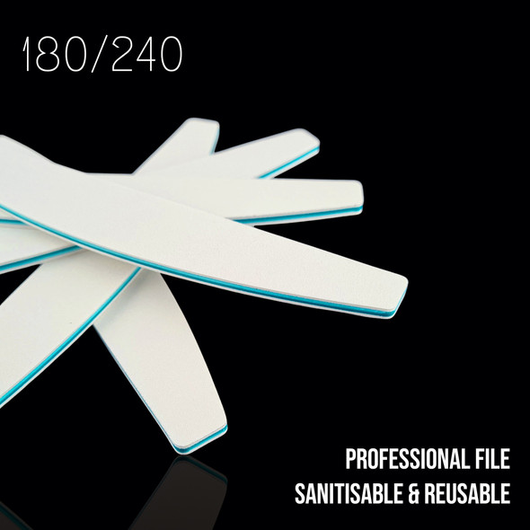 White Harbour Bridge Nail Files (Teal Core) 180/240 Grit - 10 Files. Sanitisable Files