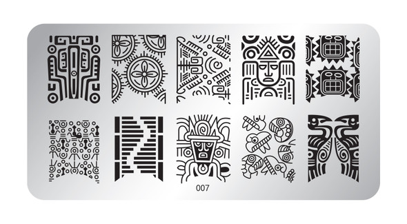 Pamper Plates Professional Nail Stamping Plates - Design #7 (Cultural Symbols, American Indian Style Designs )