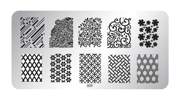 Pamper Plates Professional Nail Stamping Plates - Design #9 (Bold Filigree, Flowers & Geometric Patterns)