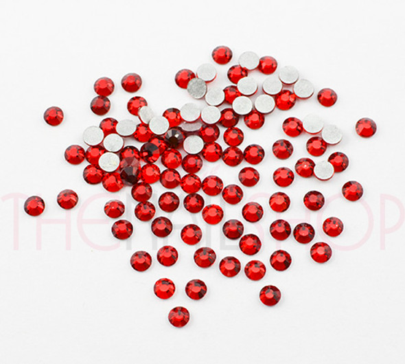 Red Glass Crystals Flatback Nail Art Rhinestones (100PCS) - Available in 1.5mm, 2mm, & 3mm