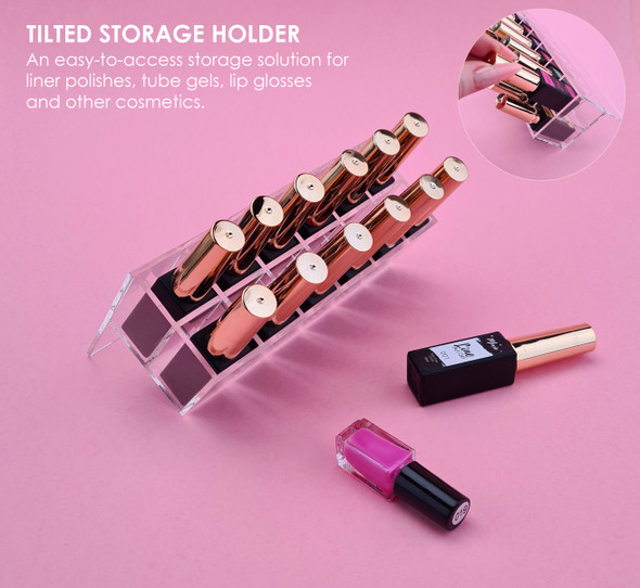 Empty Acrylic Tilted Storage Holder/Stand (12 Compartments)