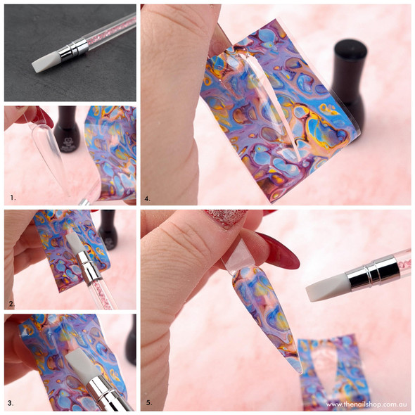 Pink Crystal Flat Silicone Head Pen for Nail Art (Great for Foil & Pigment Application)