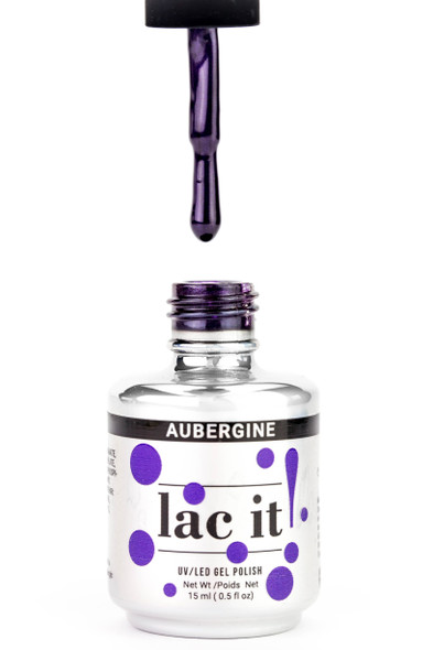 Lac It!™ Advanced Formula Gel Polish - Aubergine (15ml Bottle). Dark Purple.