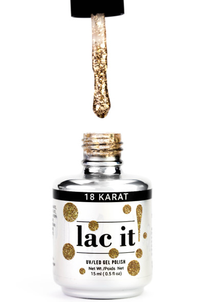 Lac It!™ Advanced Formula Gel Polish - 18 Karat (15ml Bottle). Gold Glitter Gel Polish.