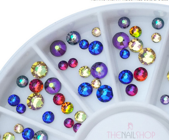 Small Shapes Clear & Clear AB Crystal Rhinestones Flatback Nail Art Wheel  (24PCS, 6 Shapes)