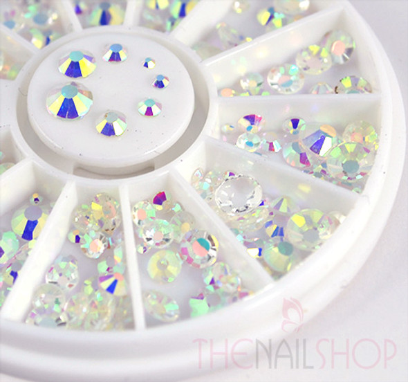 NEW Aurora Rainbow AB Crystal Flatback Rhinestone Wheel - 240PCS (1mm-5mm)