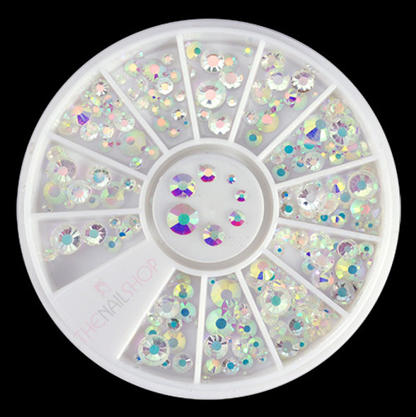 NEW Aurora Rainbow AB Crystal Flatback Rhinestone Wheel - 240PCS (1mm-5mm)