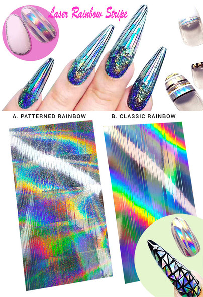 Laser Rainbow Sticker Sheets for Nail Art (2 Styles Available). Nail Fashions & Trends.