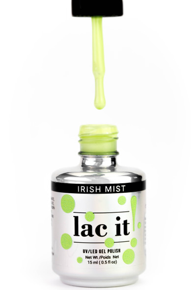 Lac It!™ Advanced Formula Gel Polish 15ml - Irish Mist (Springn' Europe Collection). Light Green/Lime.