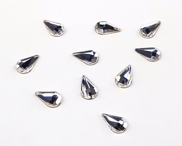 Large Clear Glass Teardrop Flat Back Rhinestones for Nail Art (10PCS Per Bag) - 8mm X 5mm