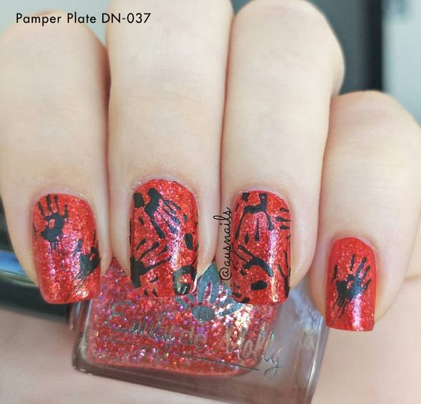 Halloween Nails. Pamper Plates Professional Nail Stamping Plates - Design #37 (Halloween, Spider Webs, Ghosts, Pumpkins)