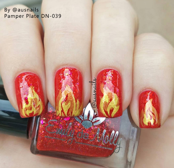 Example of Pamper Plates Professional Nail Stamping Plates - Design #39 (Burning Flames)