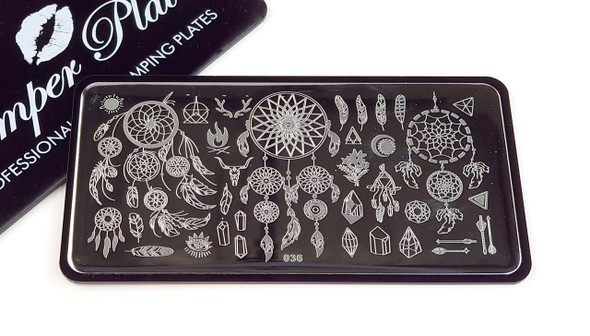 Pamper Plates Professional Nail Stamping Plates - Design #36 (Dream Catchers, Feathers, Crystals & More!)