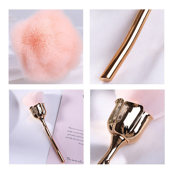 Rose Gold & Pink Chrome Nail Dust Cleaning Brush