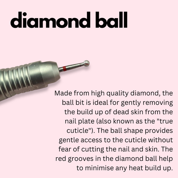 TNS Round Ball Diamond Cuticle Cleaning Nail Drill E-File Bit (3.1mm) - For Acrylic/Gel Natural Nail Manicures!