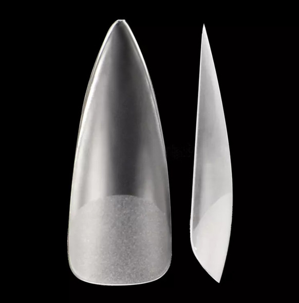Full Cover Etched Matte Clear Medium Stiletto Pointed Nail Tips - Bag of 500PCS