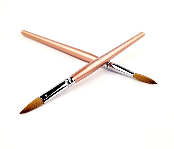 Professional Kolinsky Sable Acrylic Brush Oval Long #8 - Soft Apricot Pearl Handle