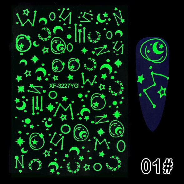 Glow-In-The-Dark Nail Stickers (Shooting Stars, Moons)