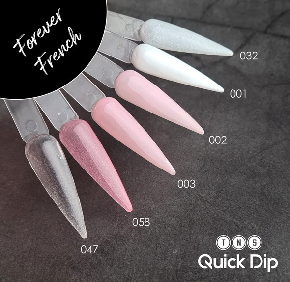 TNS Quick Dip Fast Setting Coloured Powder 28gm - French Colours. White QD001