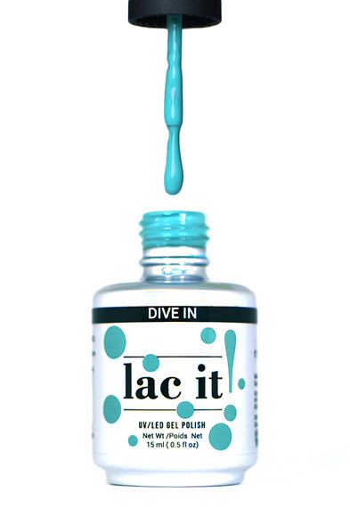 Lac It!™ Advanced Formula Gel Polish 15ml - Dive In (Pool Party Collection). Neon Aqua Gel Polish.