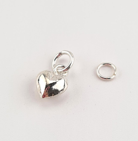 Sterling Silver 925 Single Heart Crystal Nail Charm + Nail Ring (4mm)