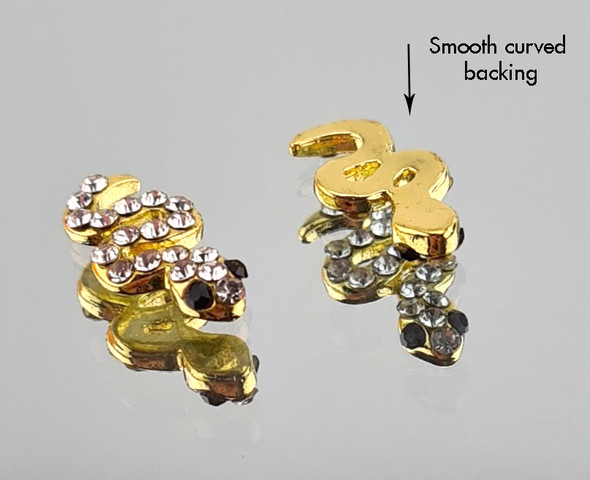 2PCS X Gold Crystal Snake Charms for Nail Art