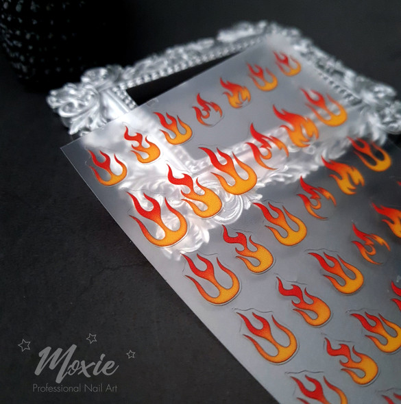 Moxie Ultra Thin Flexible Nail Art Stickers - Orange & Red Flames