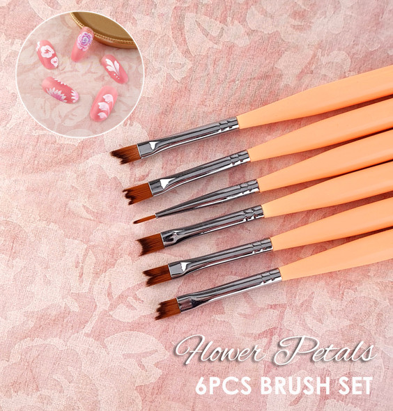 6PCS X Beginners Flower Petal Nail Art Brush Set