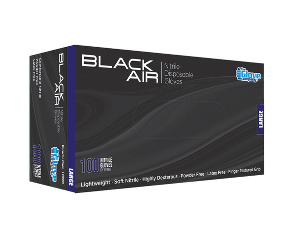 Black Air® Nitrile Disposable Gloves (Small, Medium, Large, X-Large). Black Latex-Free Gloves.