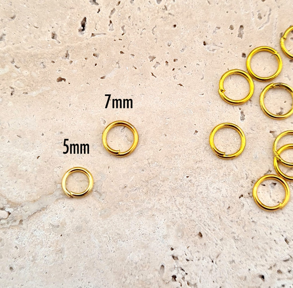 Yellow Gold Jump Hoop Connector Nail Rings for Piercings (20PCS) - 5mm or 7mm 