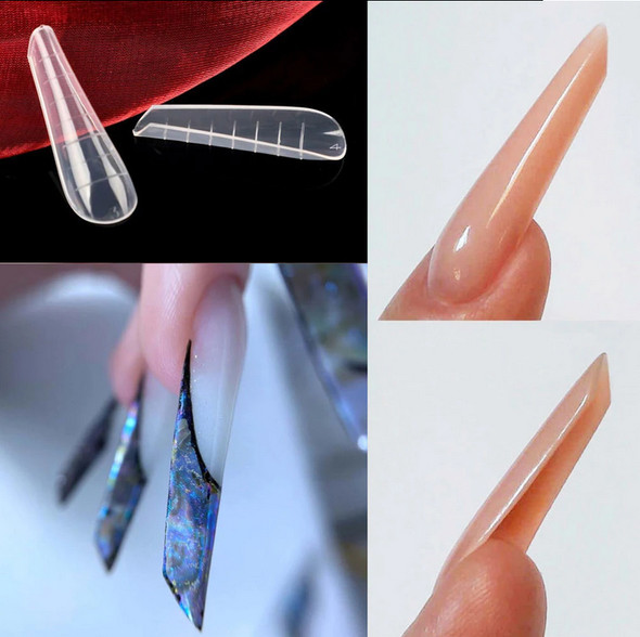 TNS Full Cover Coffin/Russian Almond Dual System Forms (12 Sizes) - 240PCS BOX + FREE NAIL CLIP 