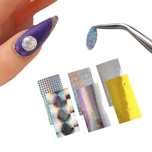 6PCS X Galaxy Laser Dot Nail Stickers (Make Your Own Gemstones)