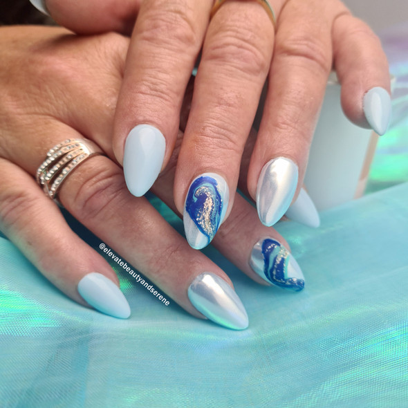 Example Using Short Almond Clear Press On Soft Gel Nail Tips