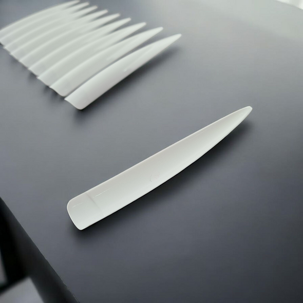 Extra Long Pointed Straight White Display Nail Tips (Pack of 10) - Approx. 9cm Long