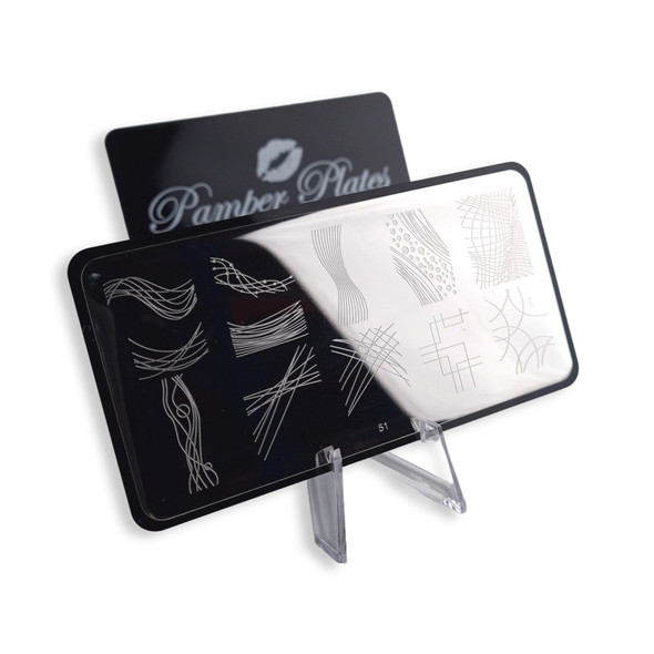 Pamper Plates Professional Nail Stamping Plates - Design #51 (Geometric Lines, Wires, Netting)