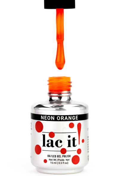 Lac It!™ Advanced Formula Gel Polish - Neon Orange (15ml Bottle). Halloween Orange Nails.
