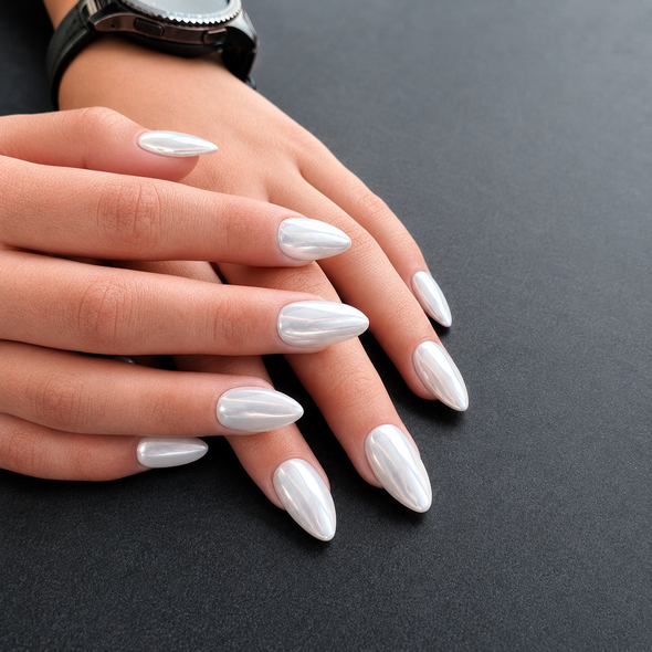 Moonlight Reflections White Chrome Pigment Powder (Glazed Nails)
