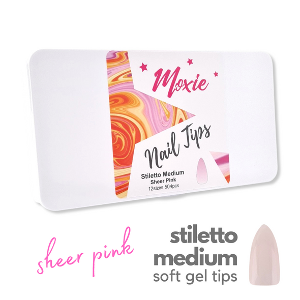 Sheer Pink Stiletto Medium Full Cover Nail Tips (Box of 504)