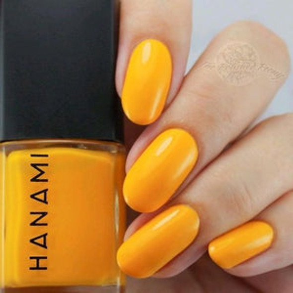 Hanami Nail Polish - Beams 15ml colour is Bright yellow, vegan and cruelty free, breathable and Australian made. Example of use.