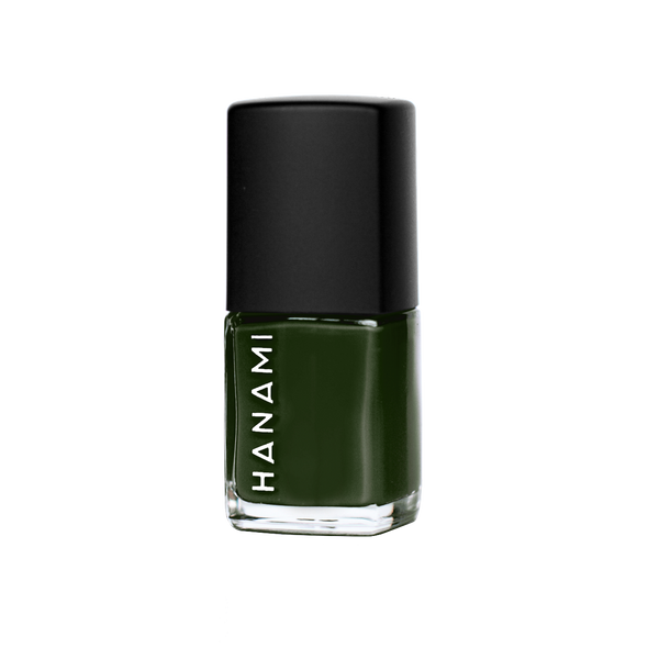 Hanami Nail Polish - Octopus's Garden 15ml colour is Dark forest green, vegan and cruelty free, breathable and Australian made.
