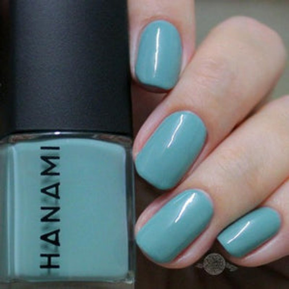 Hanami Nail Polish - Still 15ml colour is Blue grey, vegan and cruelty free, breathable and Australian made. Example of use.