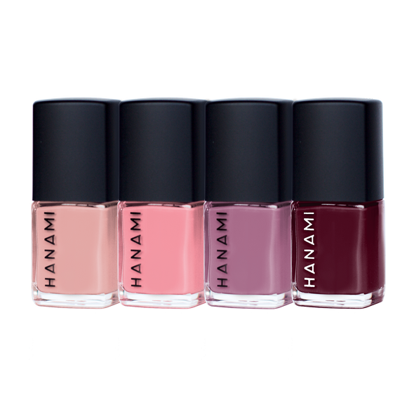 Hanami Nail Polish Mini 4 Pack - TOOTSIE colour is Pink Moon, Dear Prudence, Voodoo Woman and Lady , vegan and cruelty free, breathable and Australian made.