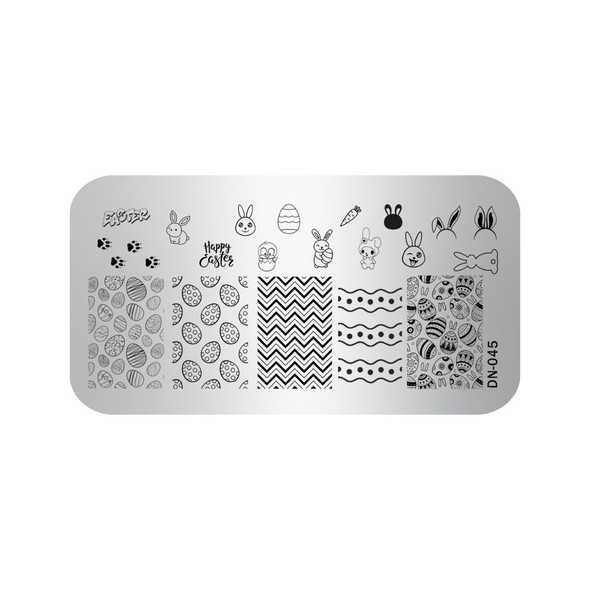 Pamper Plates Professional Nail Stamping Plates - Design #45B (Easter Bunny & Egg Designs)