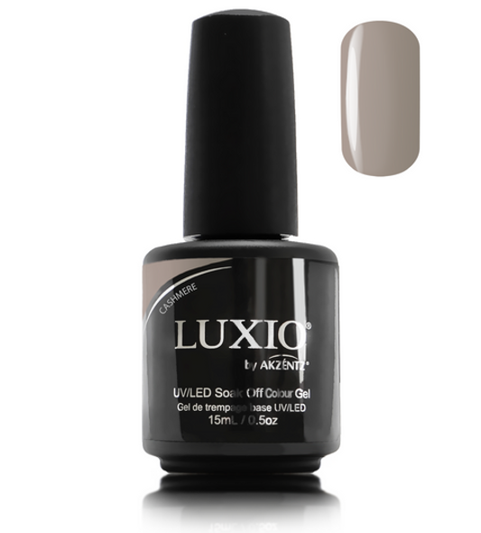 Luxio Gel Polish - Cashmere 15ml A Gentle Grey  premium 100% pure gel, odourless, vegan, long lasting, HEMA-FREE, pro-only Coloured Gel Polish.