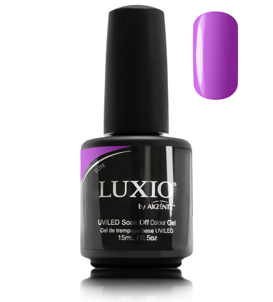 Luxio Gel Polish - Elite 15ml A Bright Purple  premium 100% pure gel, odourless, vegan, long lasting, HEMA-FREE, pro-only Coloured Gel Polish.